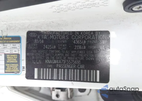 2015 Kia Optima Lx from USA, damaged, VIN KNAGM4A71F5575691